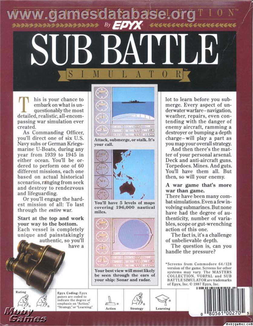 Sub Battle Simulator - Microsoft DOS - Artwork - Box Back