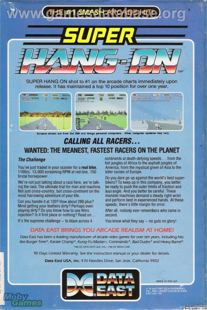 Super Hang-On - Microsoft DOS - Artwork - Box Back