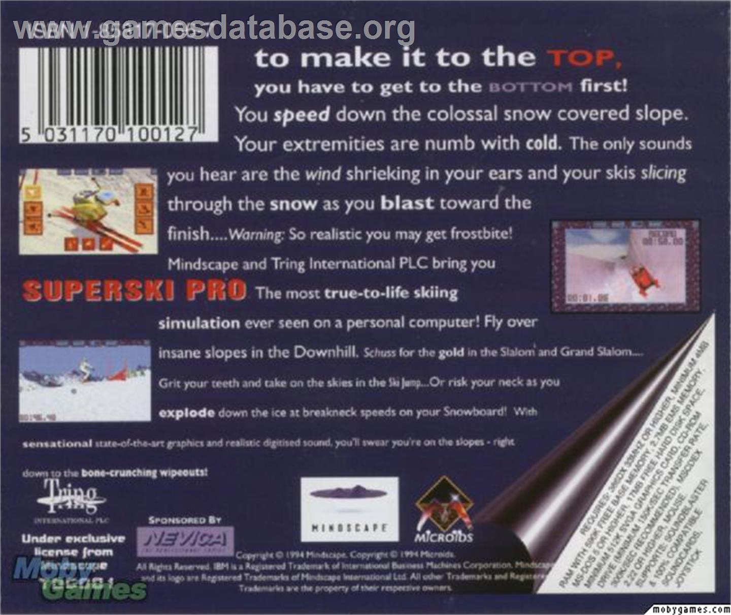 Super Ski - Microsoft DOS - Artwork - Box Back