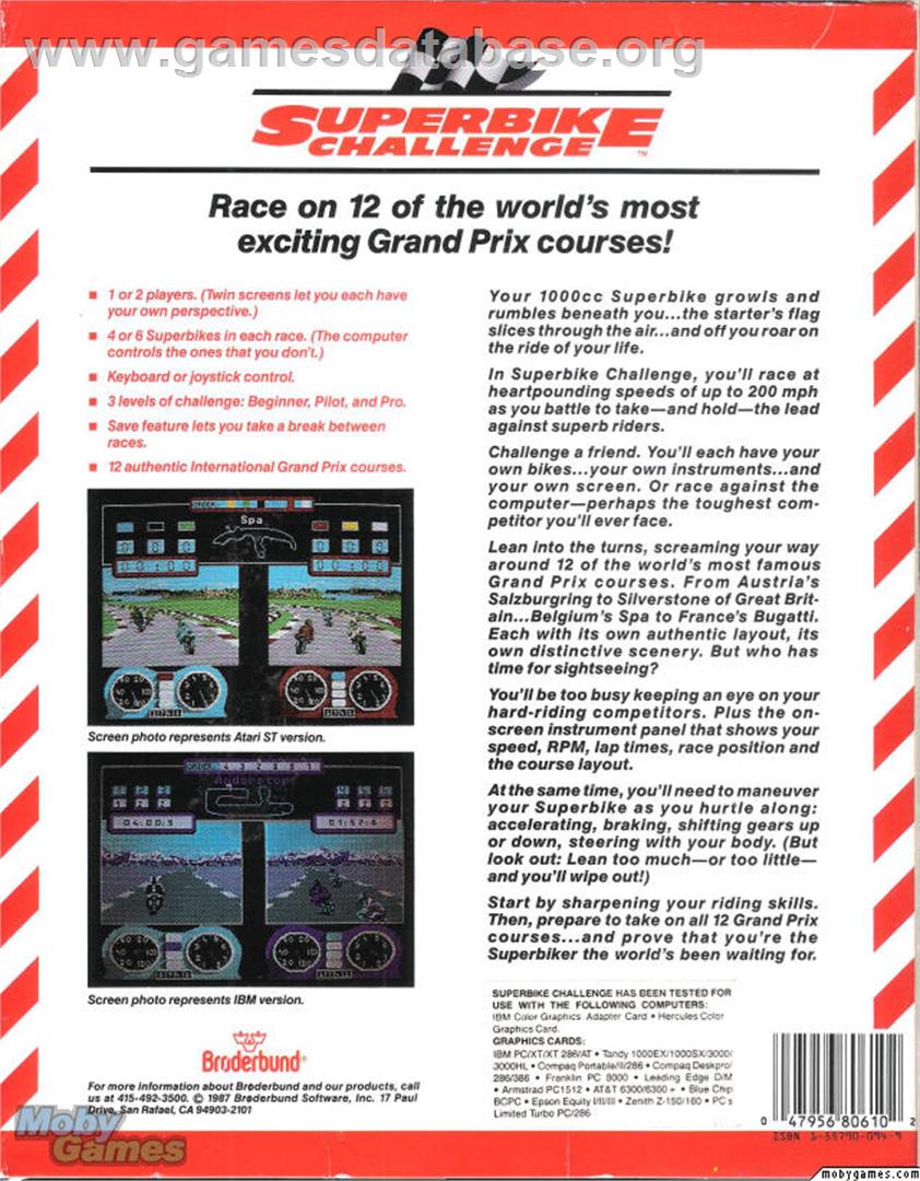 Superbike Challenge - Microsoft DOS - Artwork - Box Back