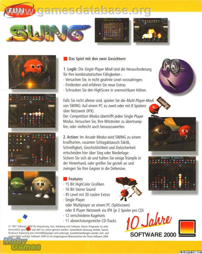 Swing - Microsoft DOS - Artwork - Box Back