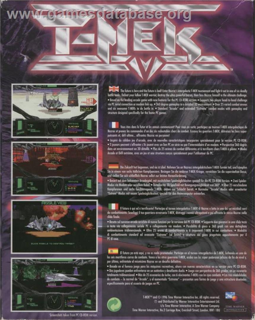 T-Mek - Microsoft DOS - Artwork - Box Back