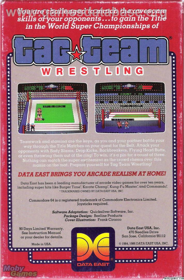 Tag Team Wrestling - Microsoft DOS - Artwork - Box Back