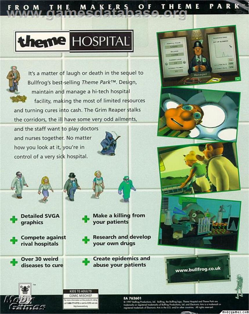 Theme Hospital - Microsoft DOS - Artwork - Box Back