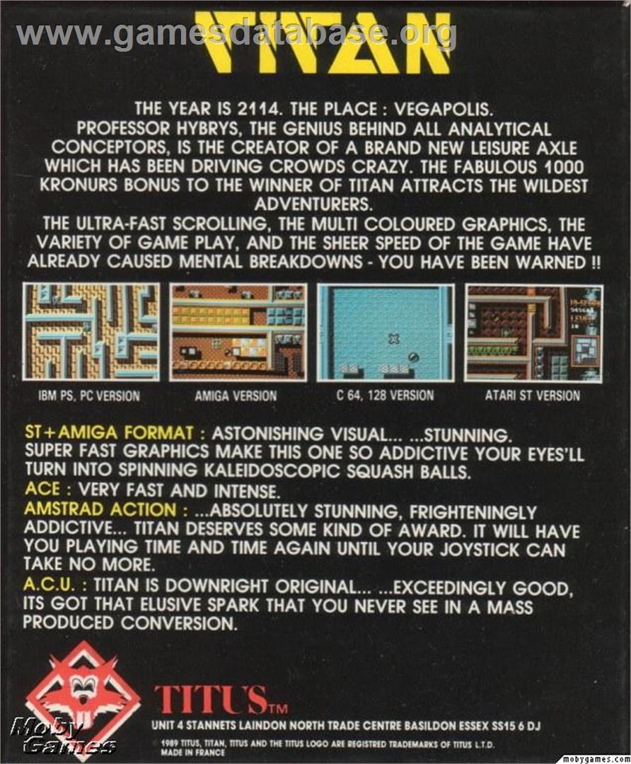 Titan - Microsoft DOS - Artwork - Box Back