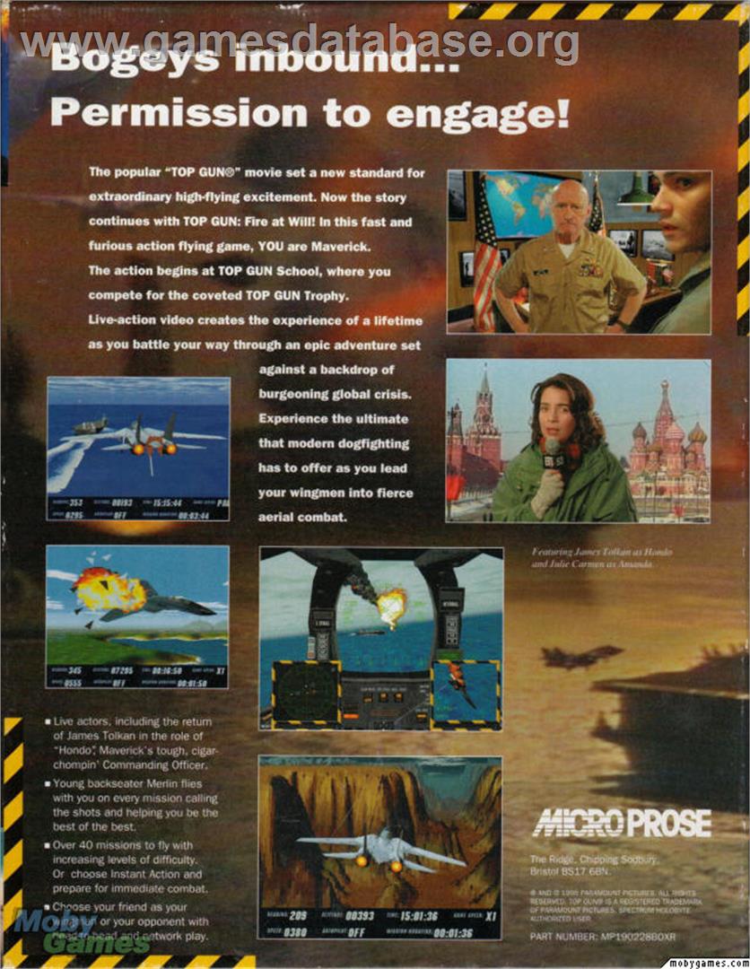 Top Gun - Fire at Will! - Microsoft DOS - Artwork - Box Back