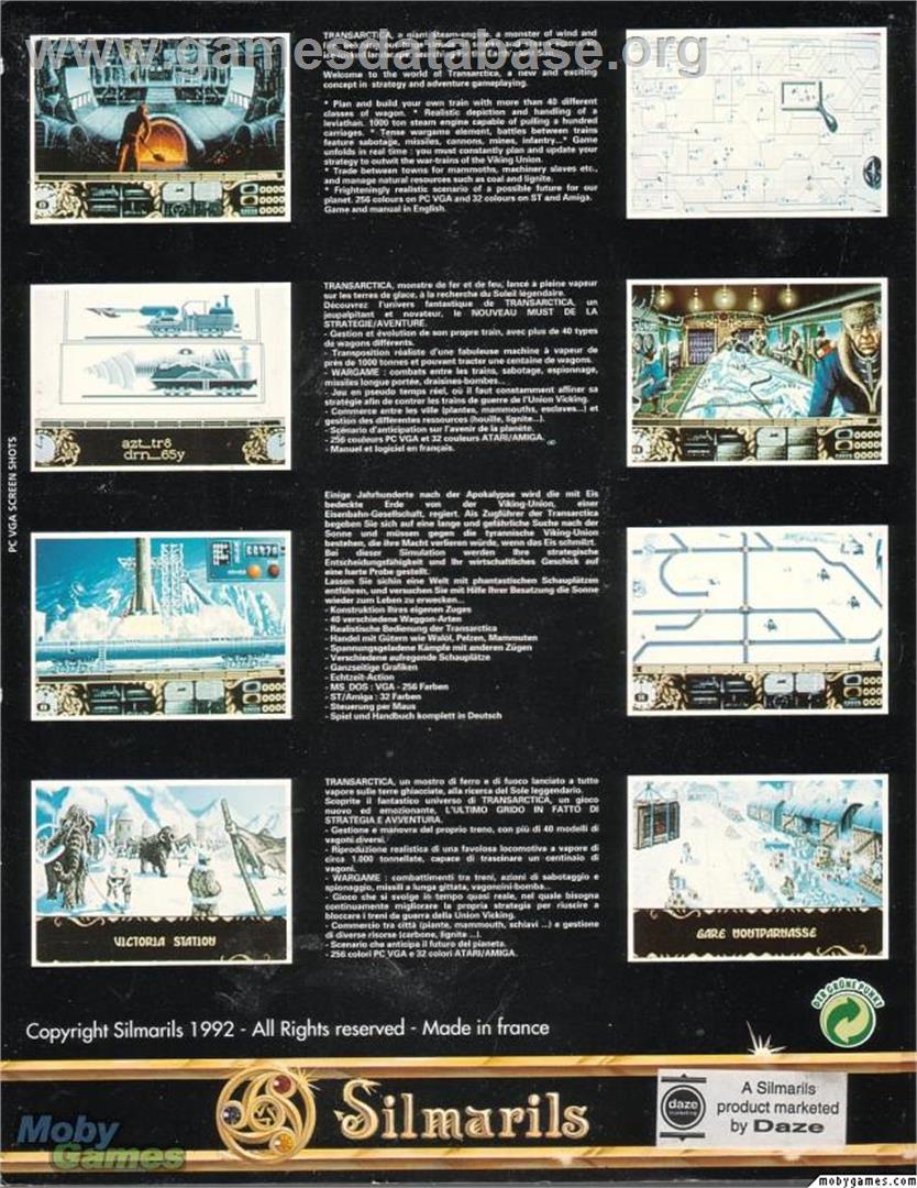 Transarctica - Microsoft DOS - Artwork - Box Back