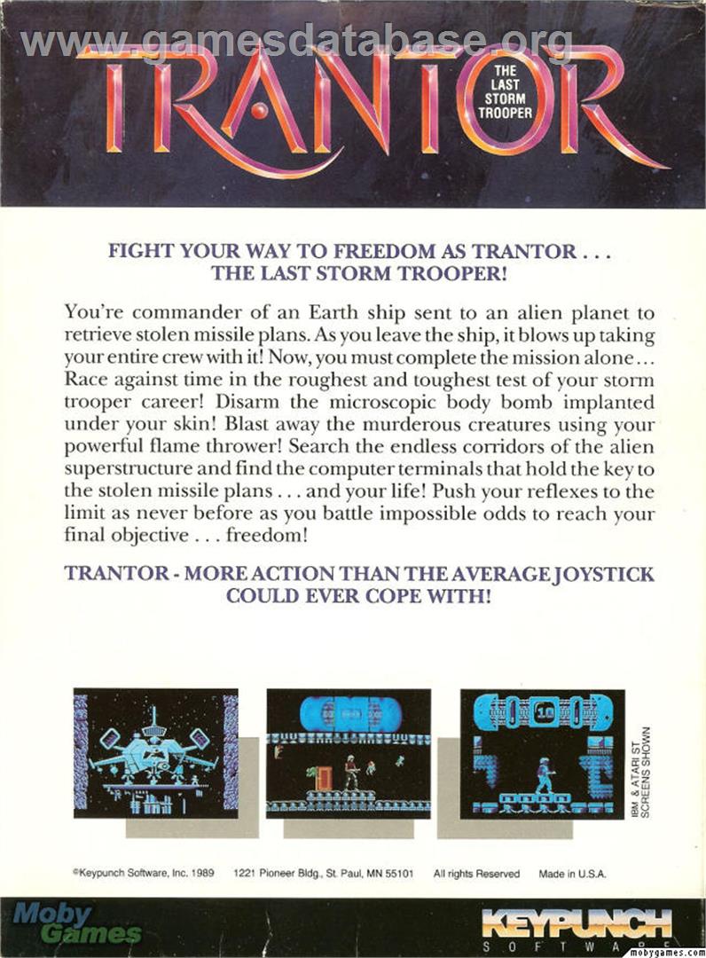 Trantor the Last Stormtrooper - Microsoft DOS - Artwork - Box Back