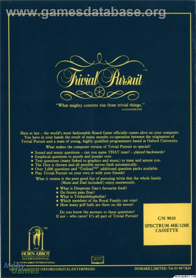 Trivial Pursuit - Microsoft DOS - Artwork - Box Back