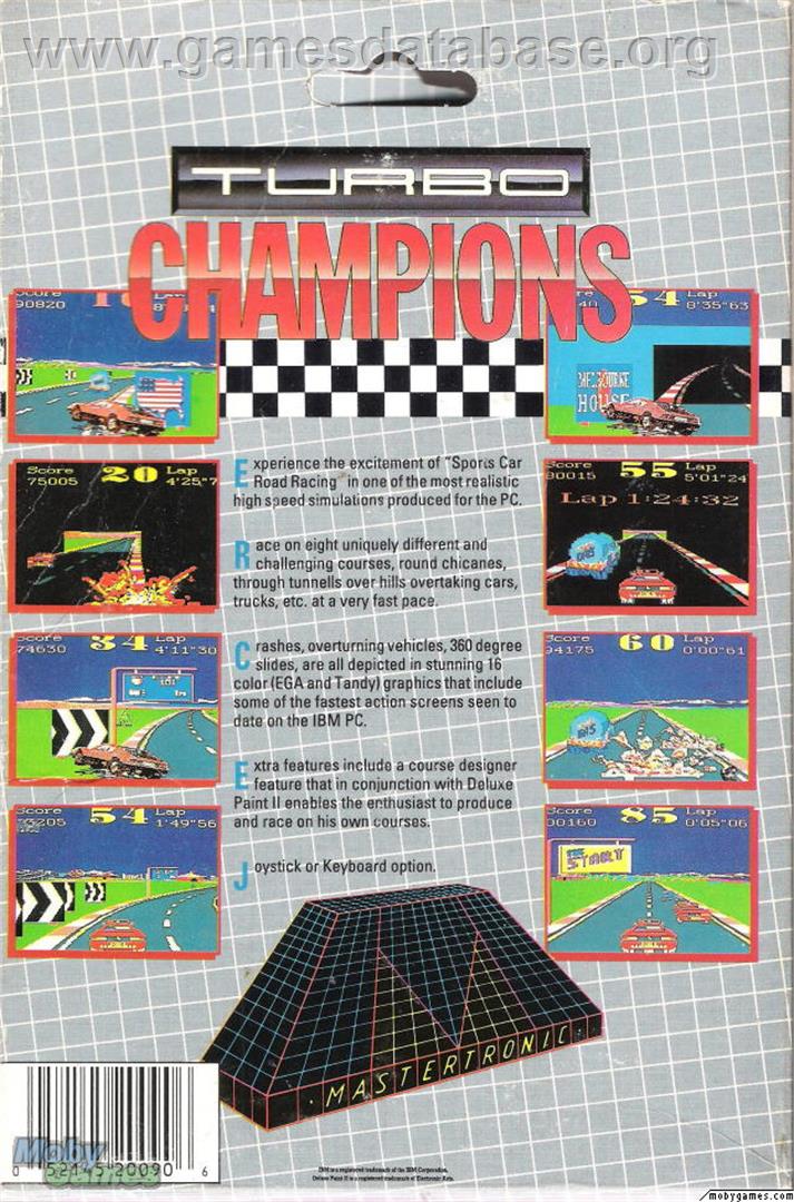 Turbo Champions - Microsoft DOS - Artwork - Box Back