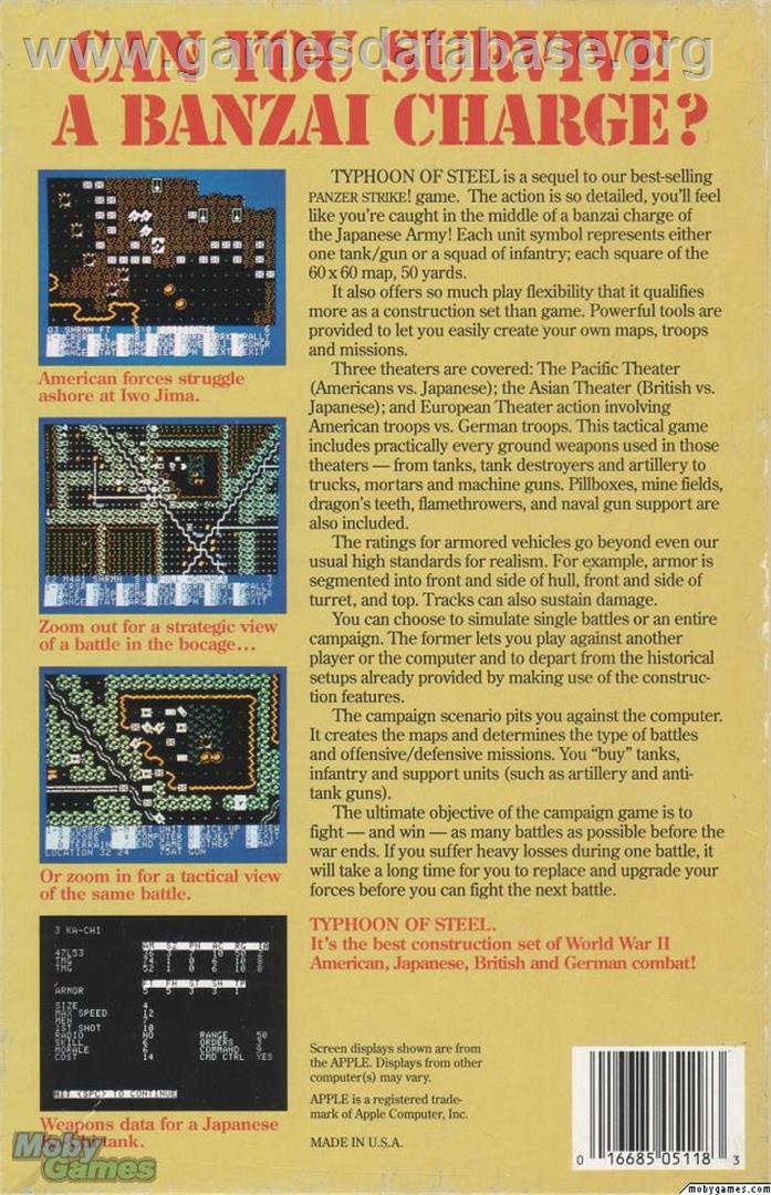 Typhoon of Steel - Microsoft DOS - Artwork - Box Back