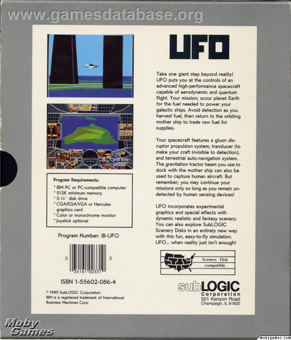 UFO - Microsoft DOS - Artwork - Box Back