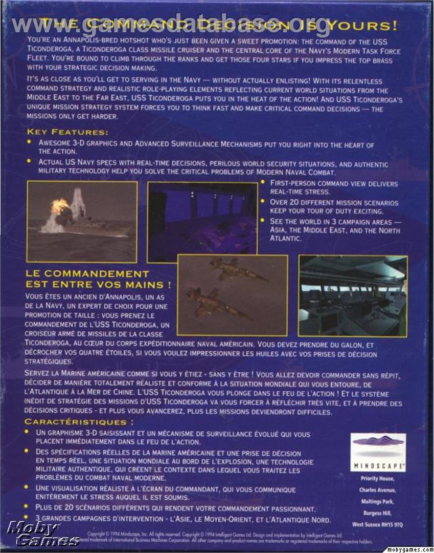 USS Ticonderoga - Defender of Liberty - Microsoft DOS - Artwork - Box Back
