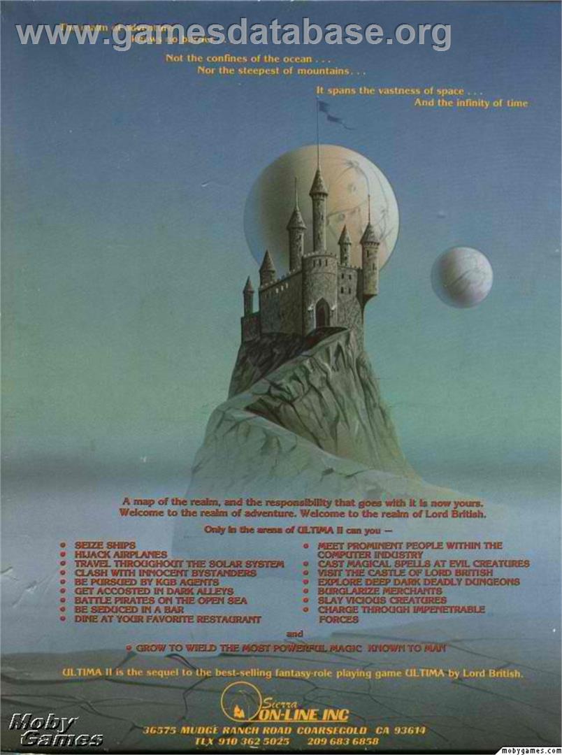 Ultima 2 - Revenge Of The Enchantress - Microsoft DOS - Artwork - Box Back