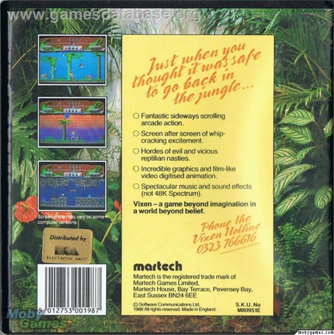 Vixen - Microsoft DOS - Artwork - Box Back