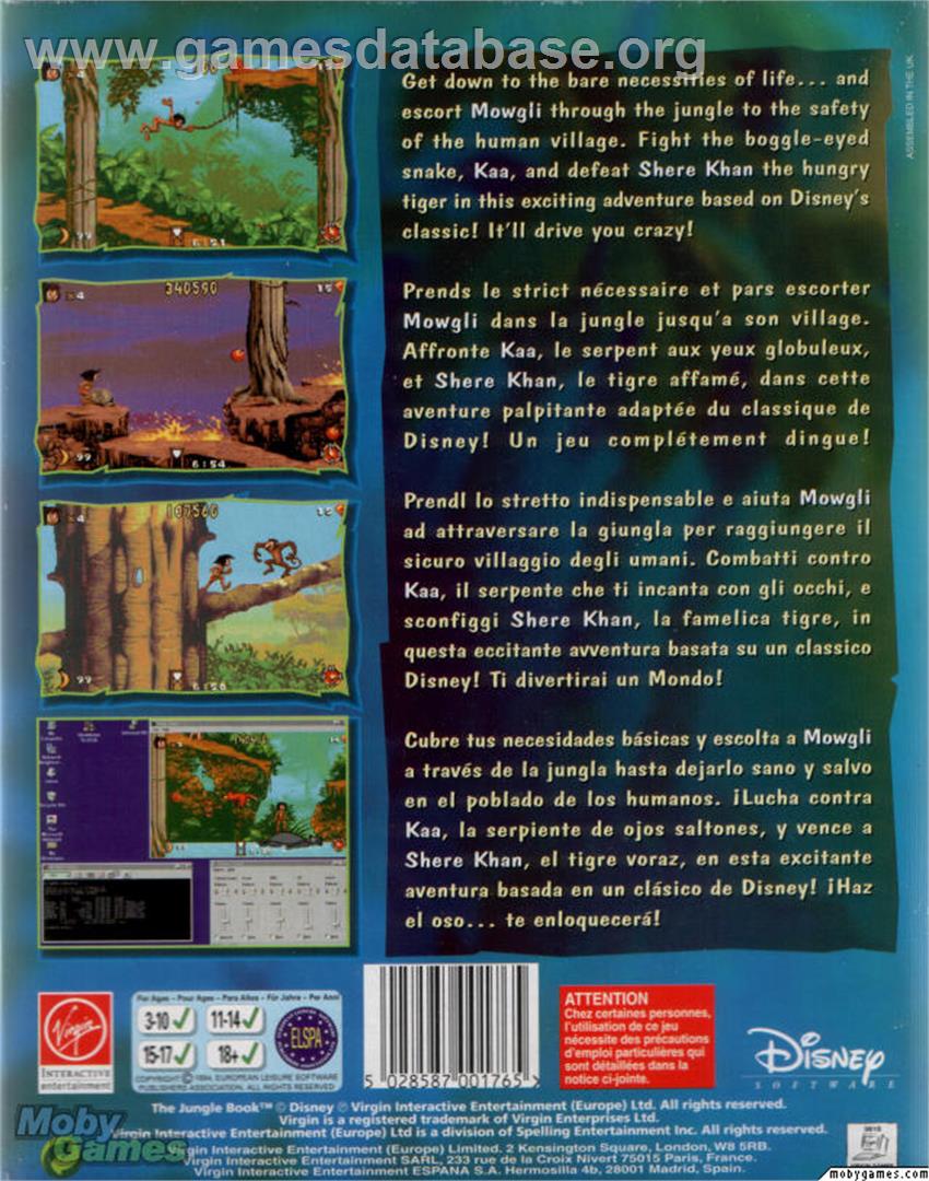 Walt Disney's The Jungle Book - Microsoft DOS - Artwork - Box Back
