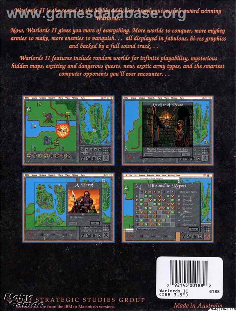 Warlords 2 - Microsoft DOS - Artwork - Box Back