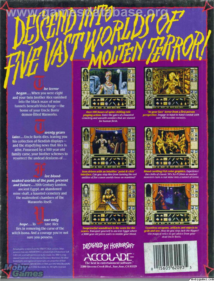 Waxworks - Microsoft DOS - Artwork - Box Back