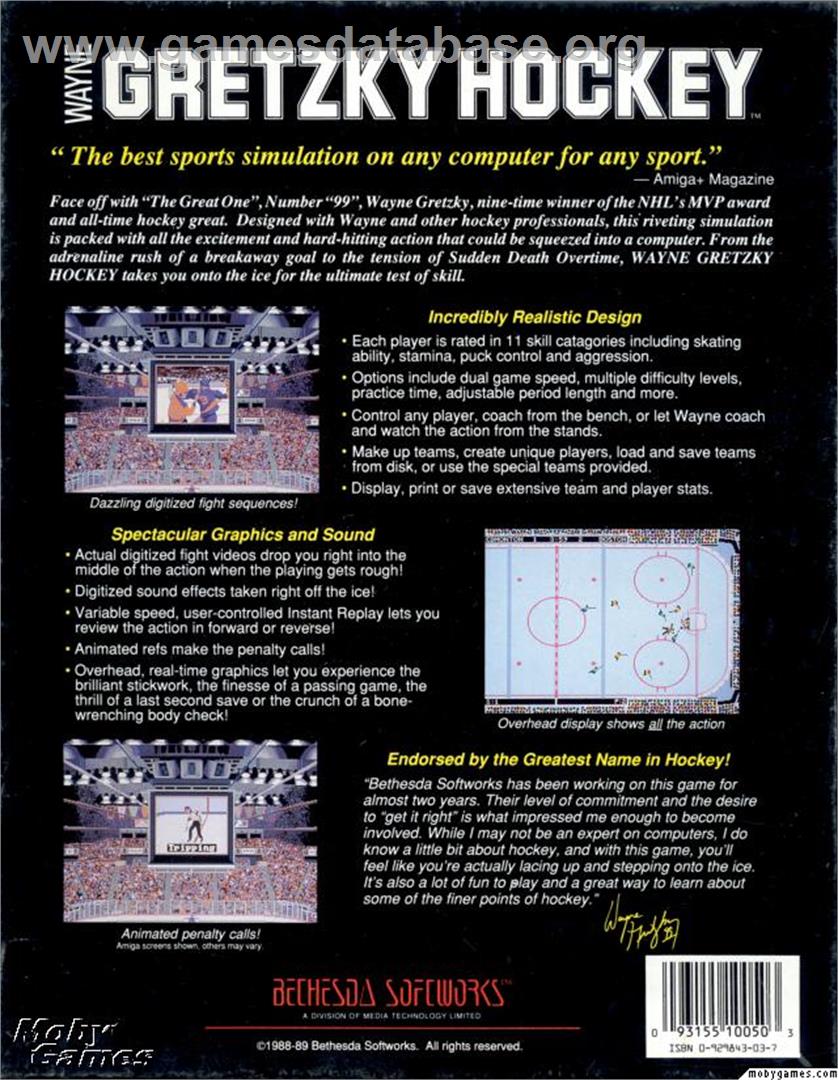 Wayne Gretzky Hockey - Microsoft DOS - Artwork - Box Back