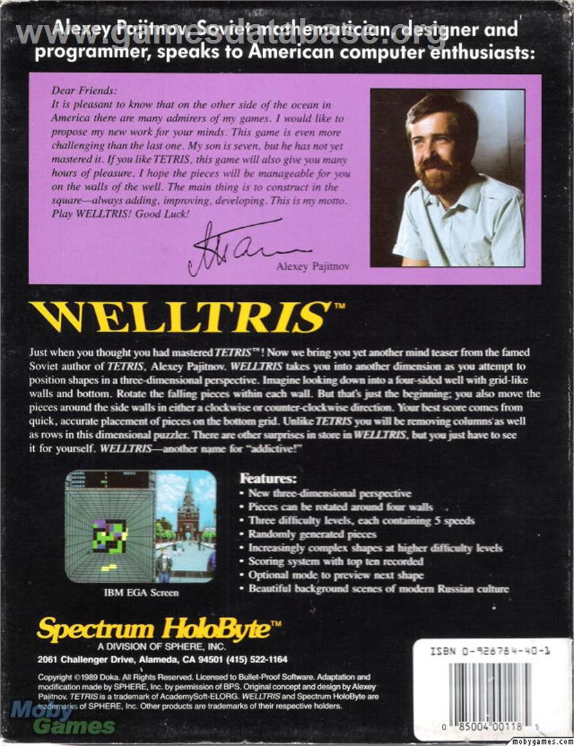 Welltris - Microsoft DOS - Artwork - Box Back