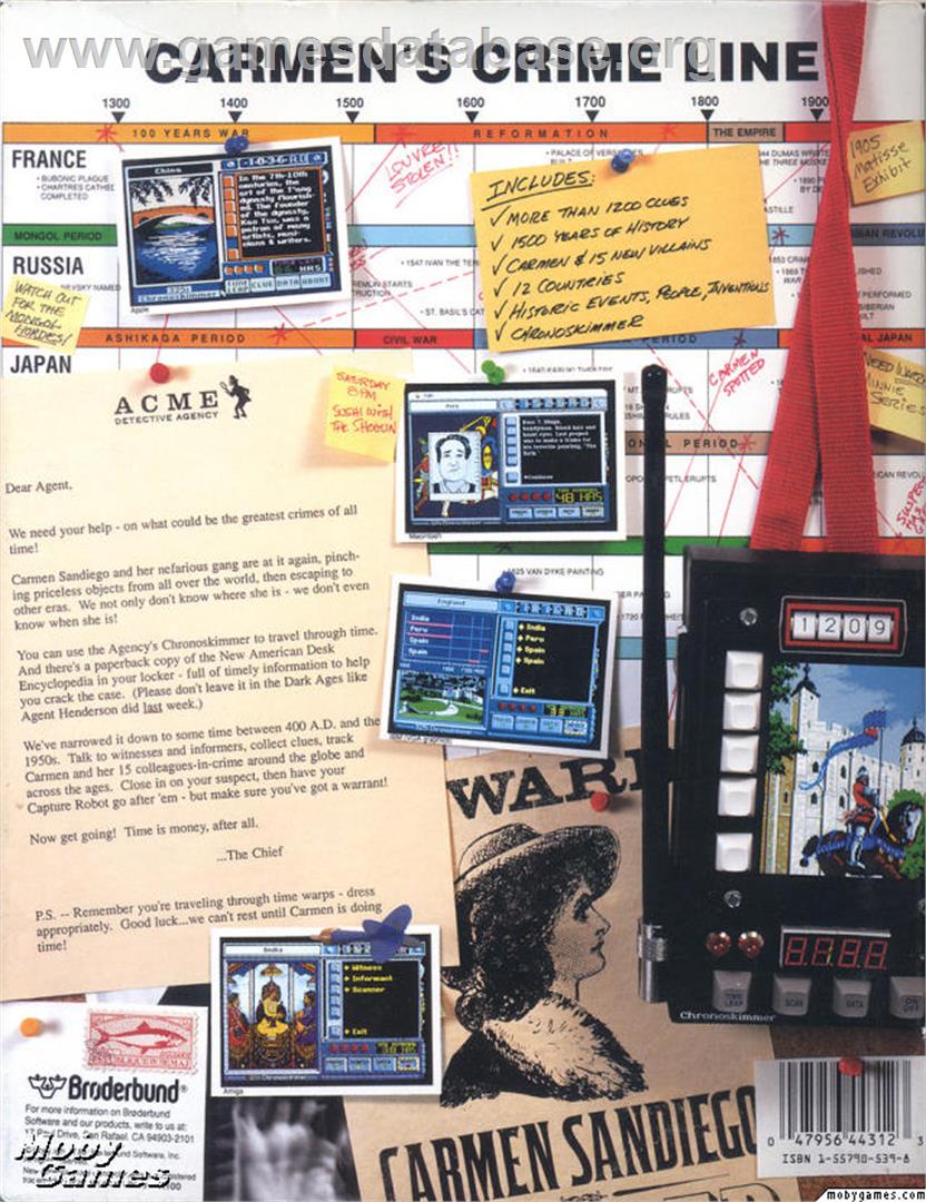 Where in Time is Carmen Sandiego - Microsoft DOS - Artwork - Box Back