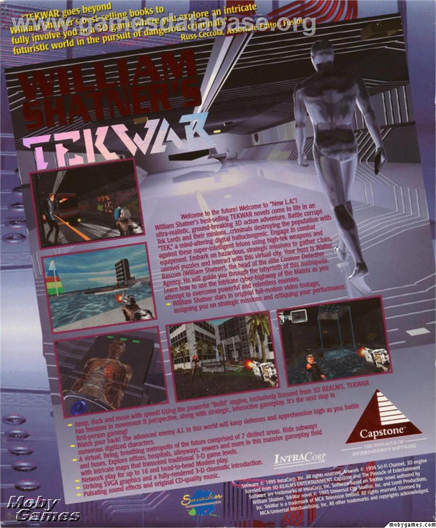 William Shatner's Tekwar - Microsoft DOS - Artwork - Box Back