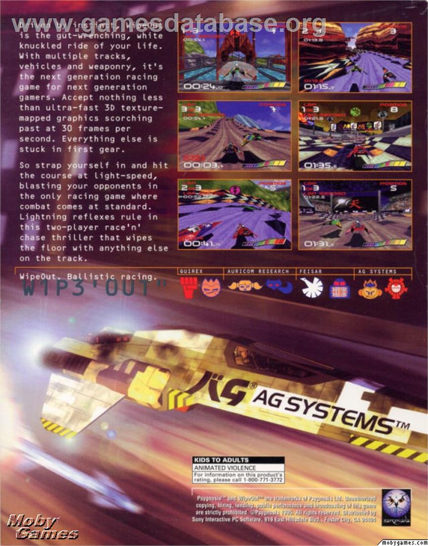 WipEout (1995) - Microsoft DOS - Artwork - Box Back