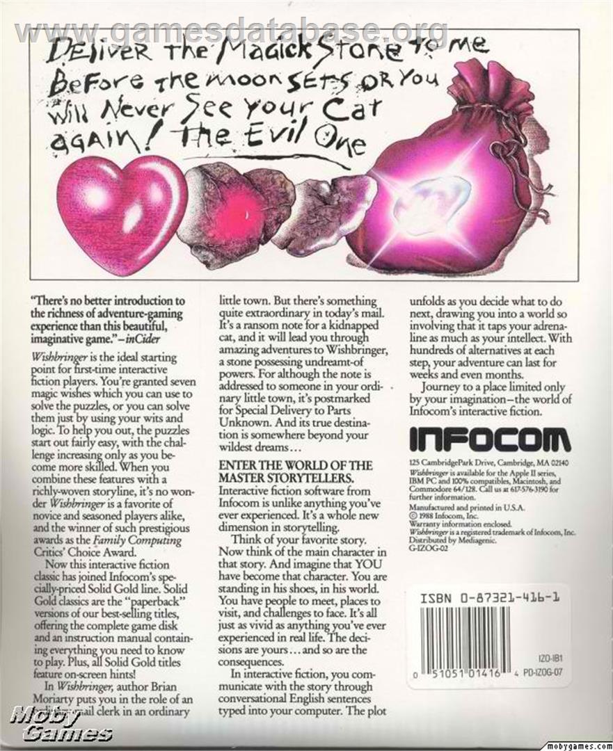 Wishbringer - Microsoft DOS - Artwork - Box Back