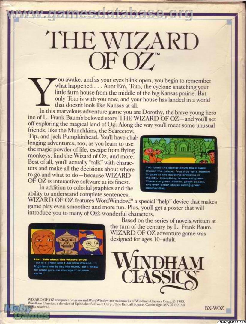 Wizard of Oz - Microsoft DOS - Artwork - Box Back