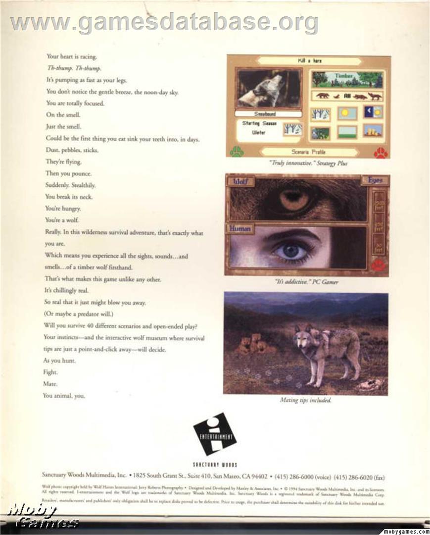 Wolf - The Simulation - Microsoft DOS - Artwork - Box Back