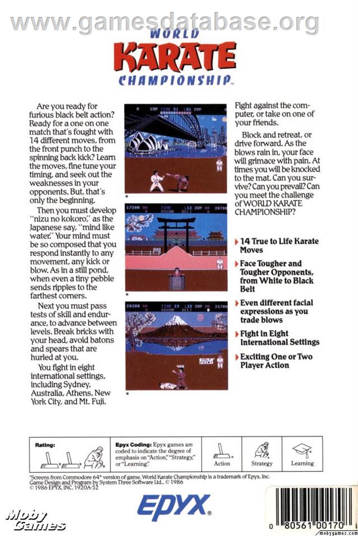 World Karate Championship - Microsoft DOS - Artwork - Box Back