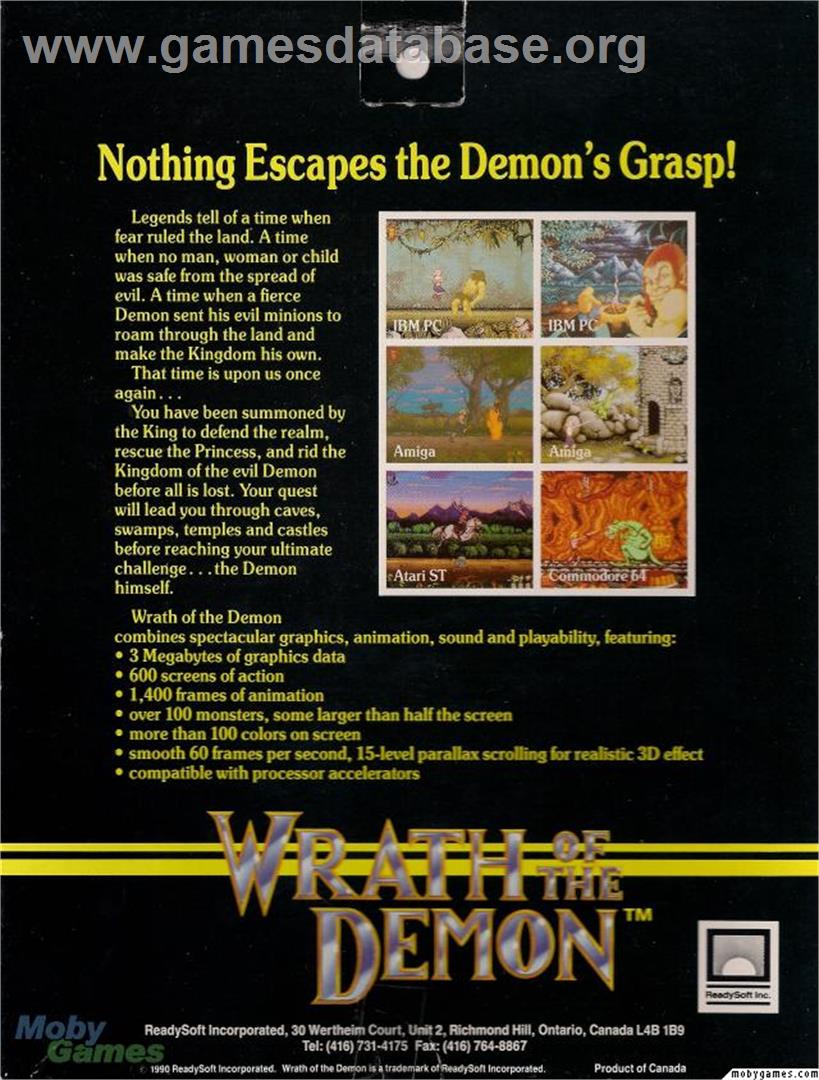 Wrath of the Demon - Microsoft DOS - Artwork - Box Back