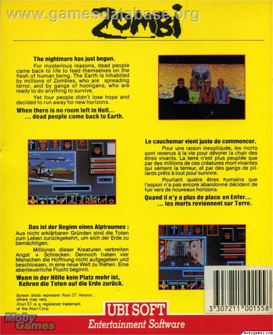 Zombi - Microsoft DOS - Artwork - Box Back