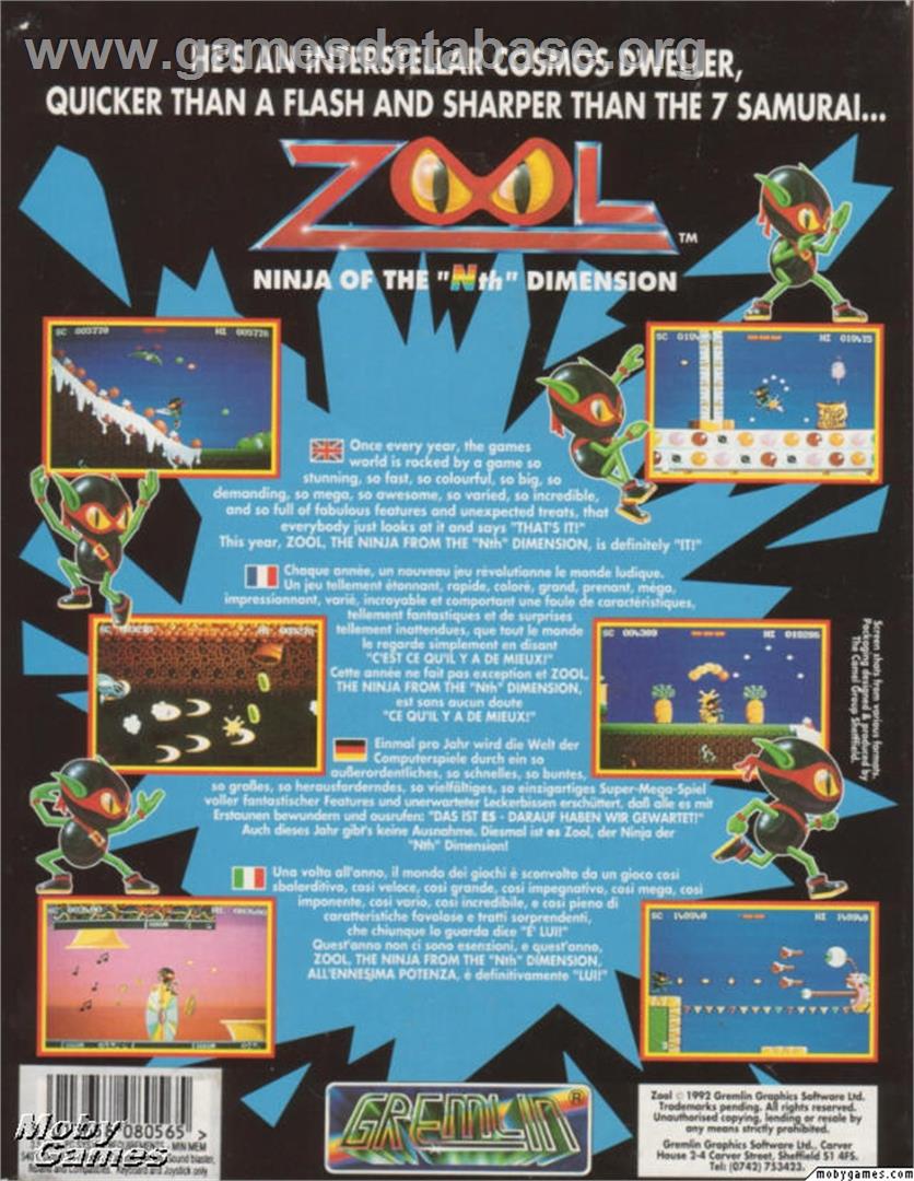 Zool - Microsoft DOS - Artwork - Box Back