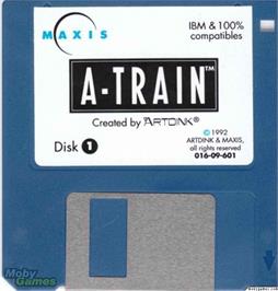 Artwork on the Disc for A-Train on the Microsoft DOS.