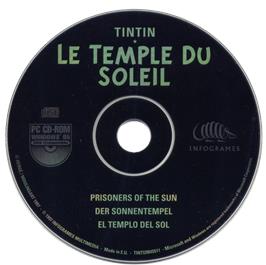 Artwork on the Disc for Adventures Of Tintin, The - Prisoners Of The Sun on the Microsoft DOS.