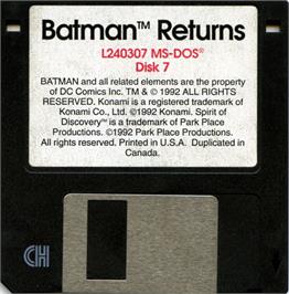Artwork on the Disc for Batman Returns on the Microsoft DOS.