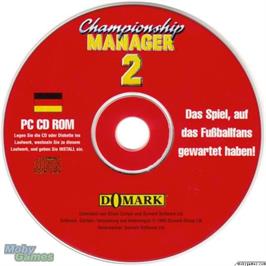 Artwork on the Disc for Championship Manager 2 on the Microsoft DOS.
