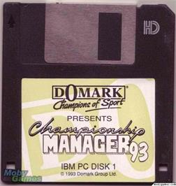 Artwork on the Disc for Championship Manager 93 on the Microsoft DOS.