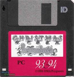 Artwork on the Disc for Christmas Lemmings (1993) on the Microsoft DOS.