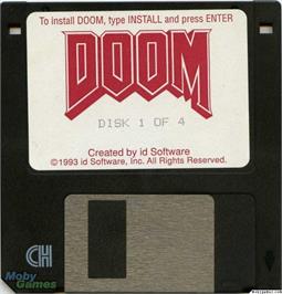 Artwork on the Disc for DOOM on the Microsoft DOS.