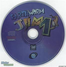 Artwork on the Disc for Earthworm Jim on the Microsoft DOS.
