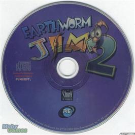 Artwork on the Disc for Earthworm Jim 2 on the Microsoft DOS.