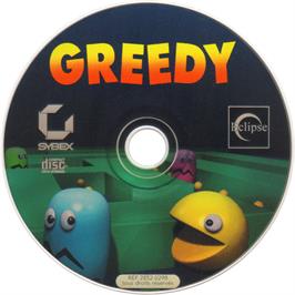 Artwork on the Disc for Greedy on the Microsoft DOS.