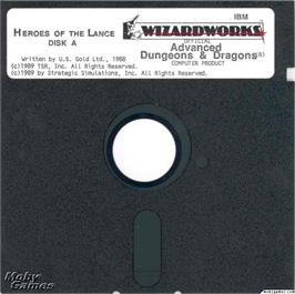 Artwork on the Disc for Heroes Of The Lance on the Microsoft DOS.