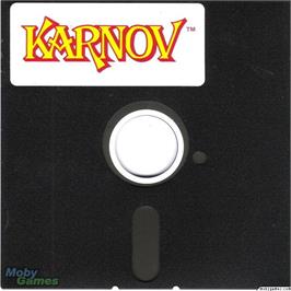 Artwork on the Disc for Karnov on the Microsoft DOS.