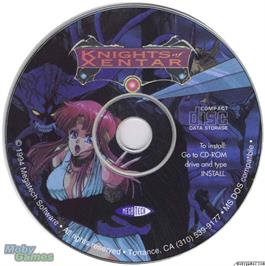 Artwork on the Disc for Knights of Xentar on the Microsoft DOS.