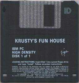 Artwork on the Disc for Krusty's Fun House on the Microsoft DOS.