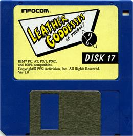 Artwork on the Disc for Leather Goddesses of Phobos! 2 - Gas Pump Girls Meet the Pulsating Inconvenience from Planet X on the Microsoft DOS.