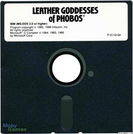 Artwork on the Disc for Leather Goddesses of Phobos on the Microsoft DOS.